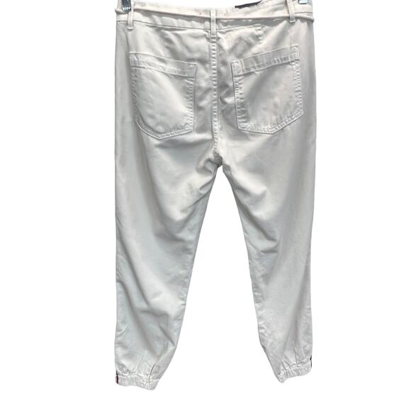 Sundry Women’s 100% Cotton White Jogger Pants Size 27 Taped Leg Streetwear Edgy - Picture 7 of 14